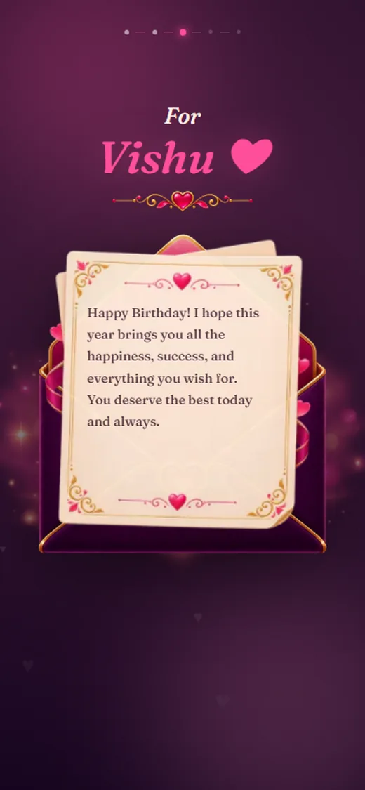 Open birthday envelope revealing a personal letter